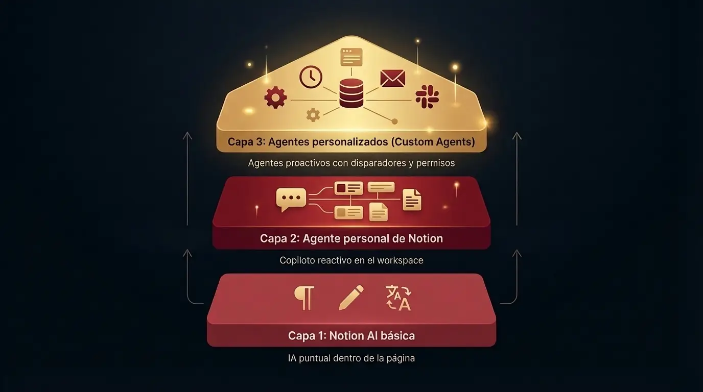 Diagrama: agentes personalizados en Notion